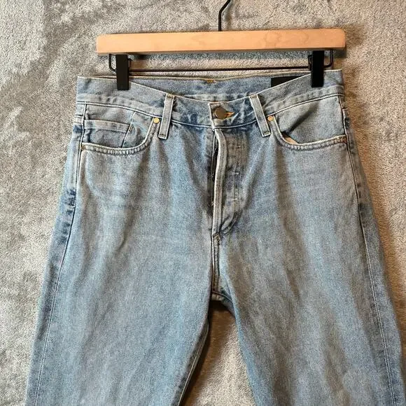 GOLDSIGN Low Slung Crop Jeans‎ Marled Blue Light Wash Button Fly Size 26 Cotton - Picture 2 of 10